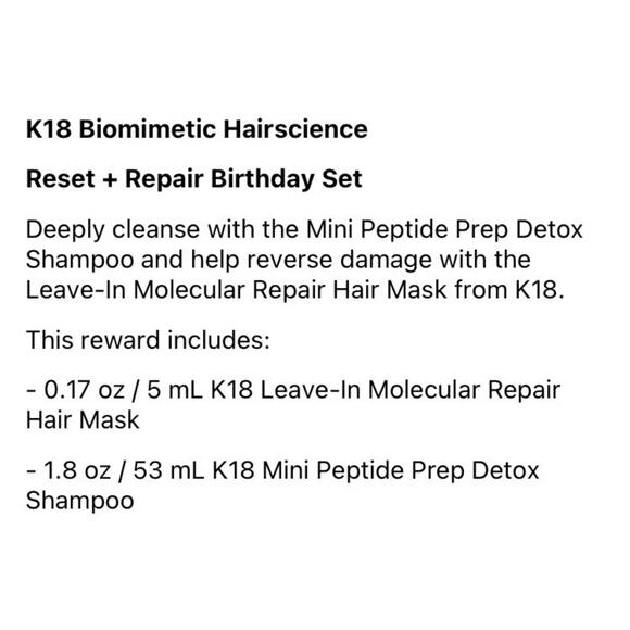K18 Biomimetic Hair Science Sephora Beauty Insider VIB Gift Peptide Prep & Mask - Picture 3 of 5